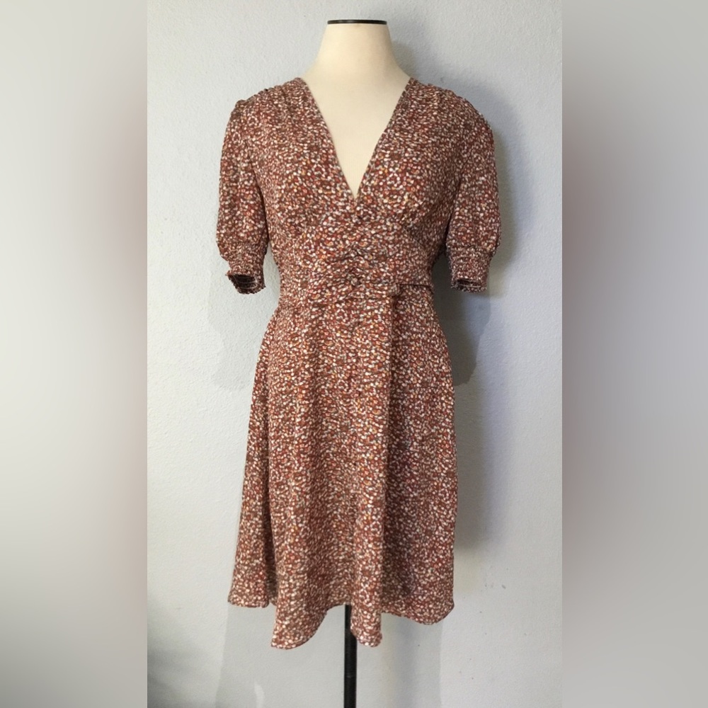 Shein Orange Multicolor Flower Print Dress, Size M